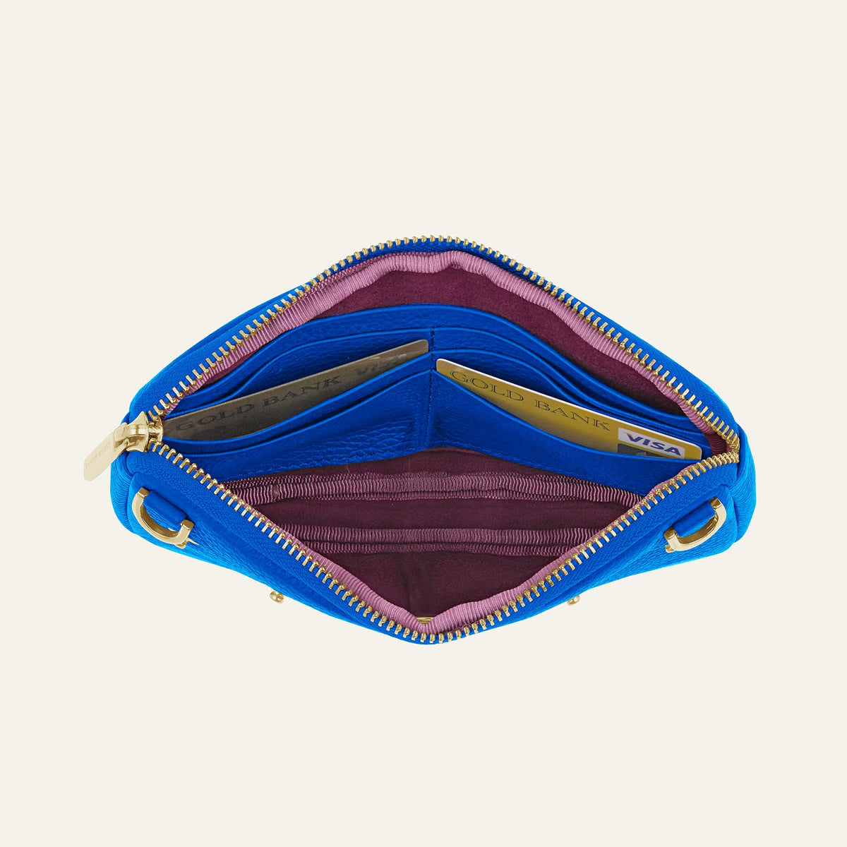 Sarah Haran Millie Pouch Sapphire Overhead Gold
