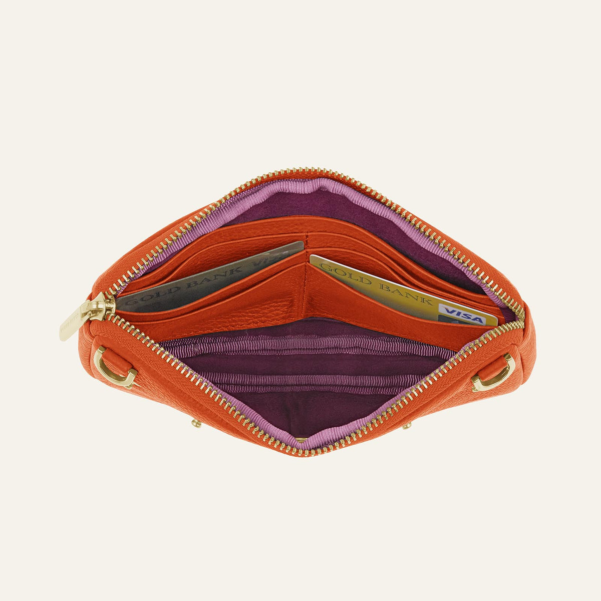 Sarah Haran Millie Pouch Tangerine Overhead Gold