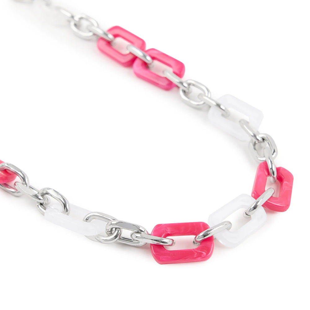 Bright Pink White Sarah Haran Nova Strap Sale with Silver hardware detail 1 | P27-S