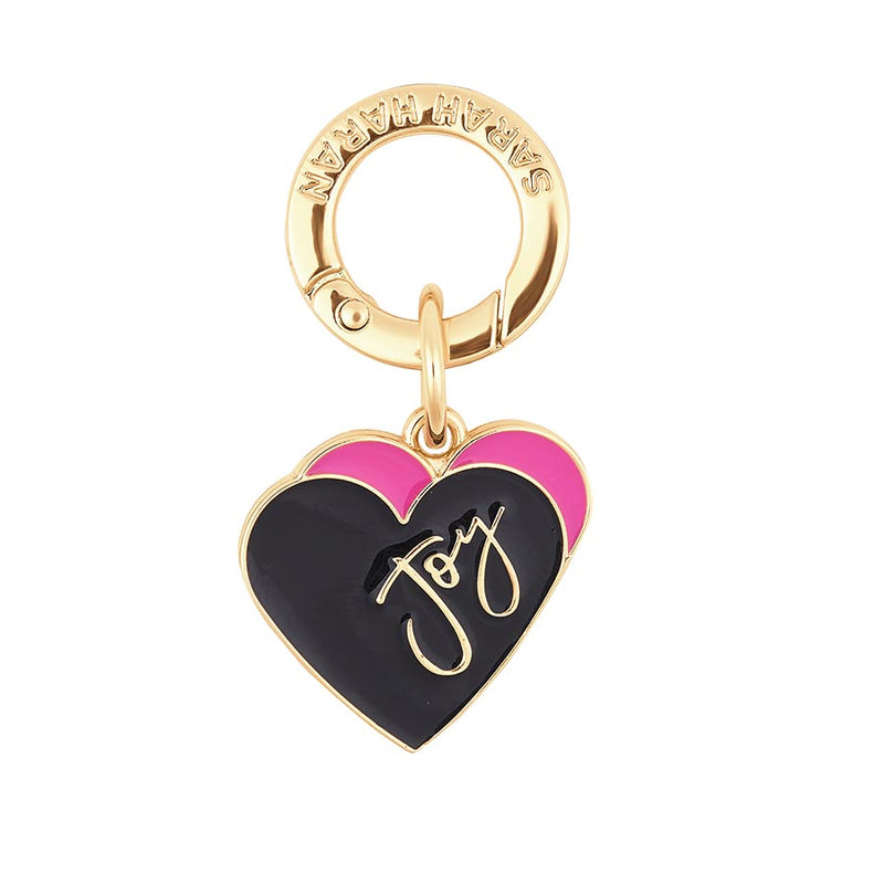 Pink Heart Sarah Haran Tassel Topping Charm with Gold hardware front 1 | P01-G