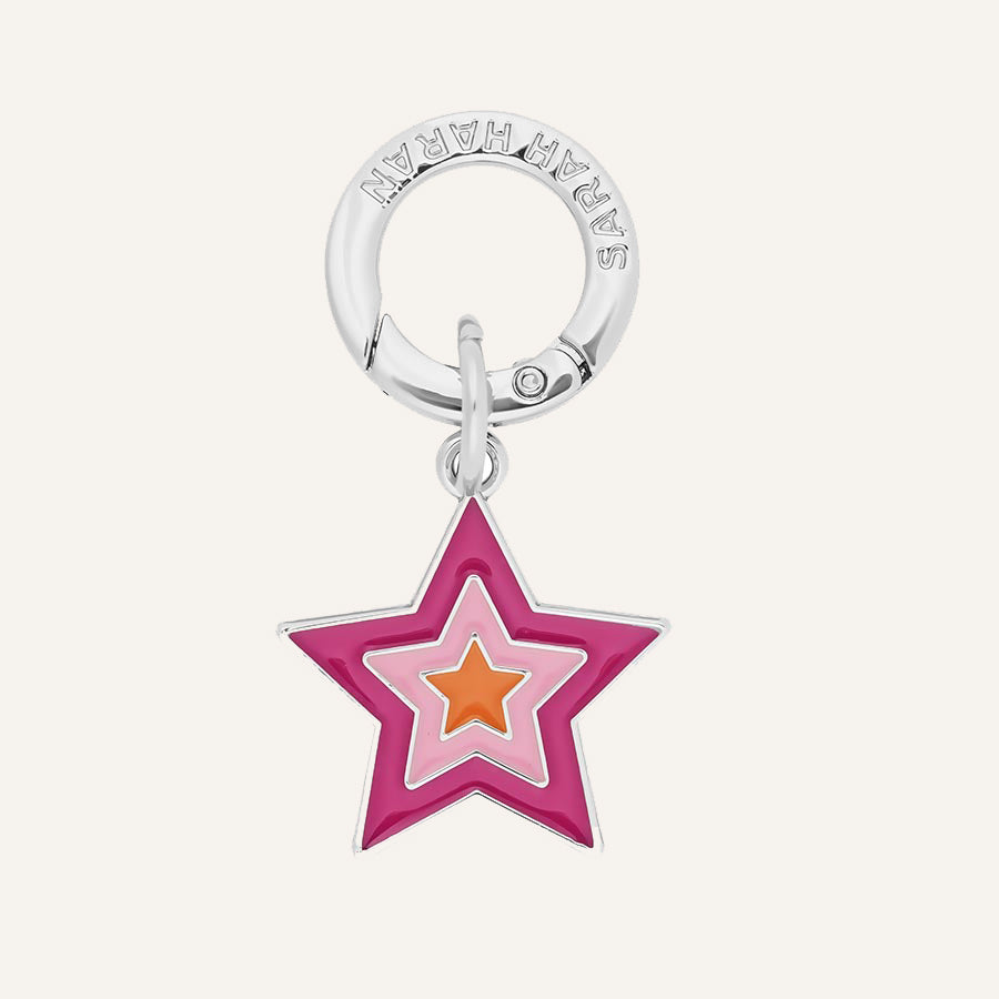 Charm | Pink Star with Silver hardware
