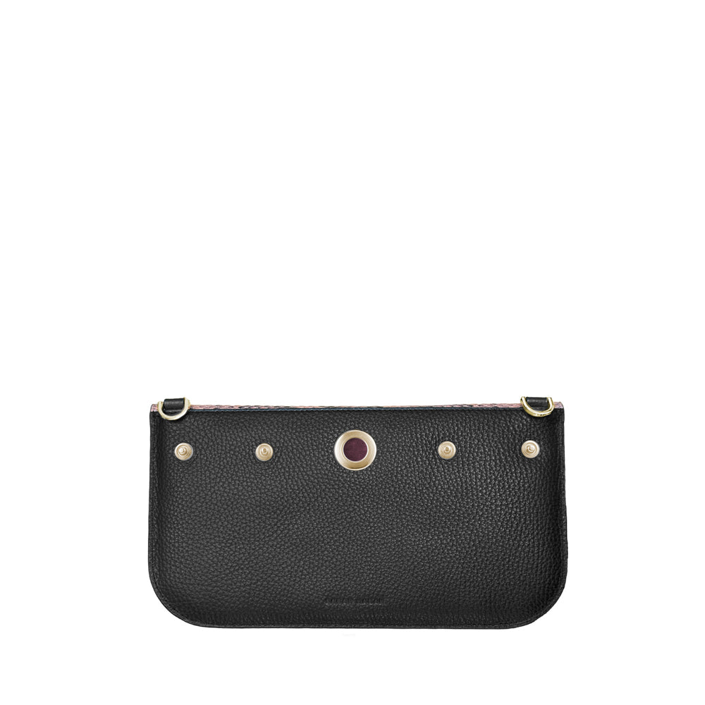 Pink Python Black Sarah Haran Violet Envelope Clutch Textured with Gold hardware back 1 | P31-G