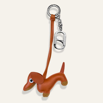 Sausage Dog Bag Charm | Orange with Silver hardware