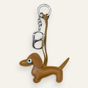 Sausage Dog Bag Charm | Tan with Silver hardware