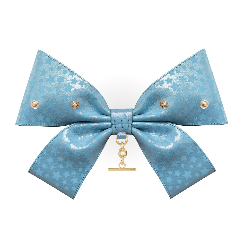 Blue Star Deco Bow - Textured - Final Clearance with Gold hardware back| U29-G