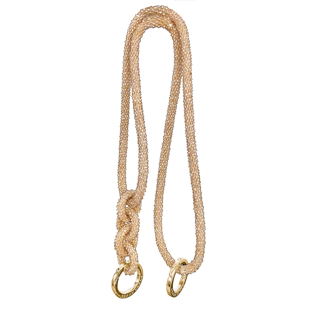 kings knot jewelled bag strap nude gold