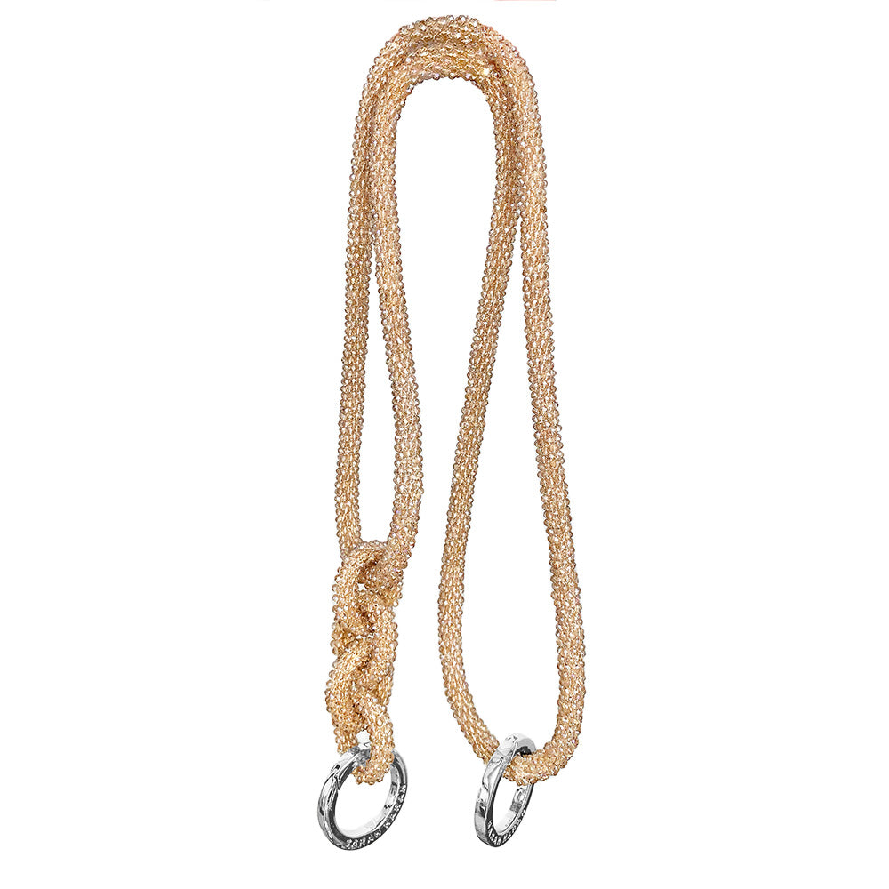 kings knot jewelled bag strap nude silver