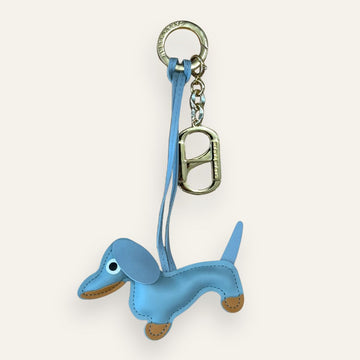 Sausage Dog Bag Charm | Grey with Gold hardware