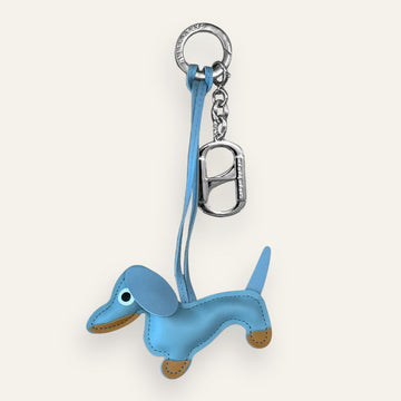 Sausage Dog Bag Charm | Grey with Silver hardware