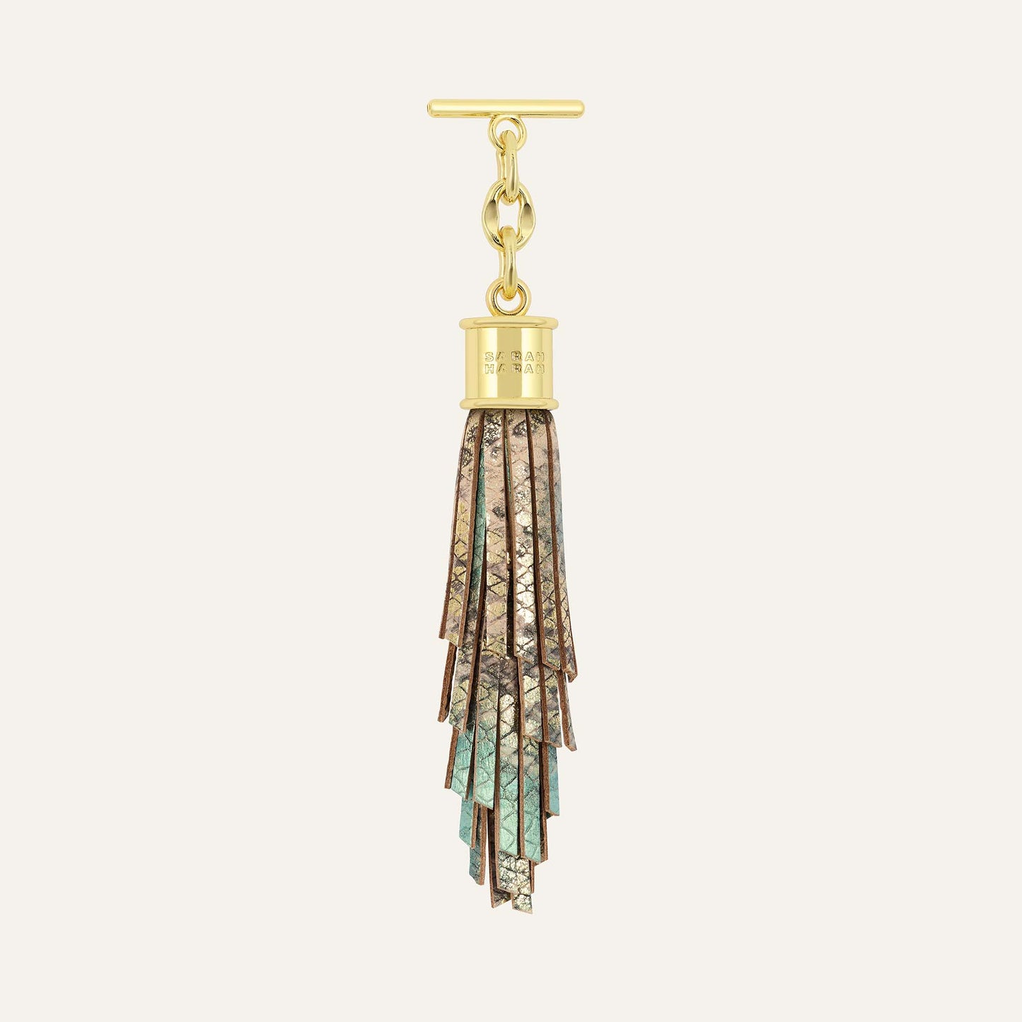 Feather Capsule Tassel Mini | Serpentina with Gold hardware