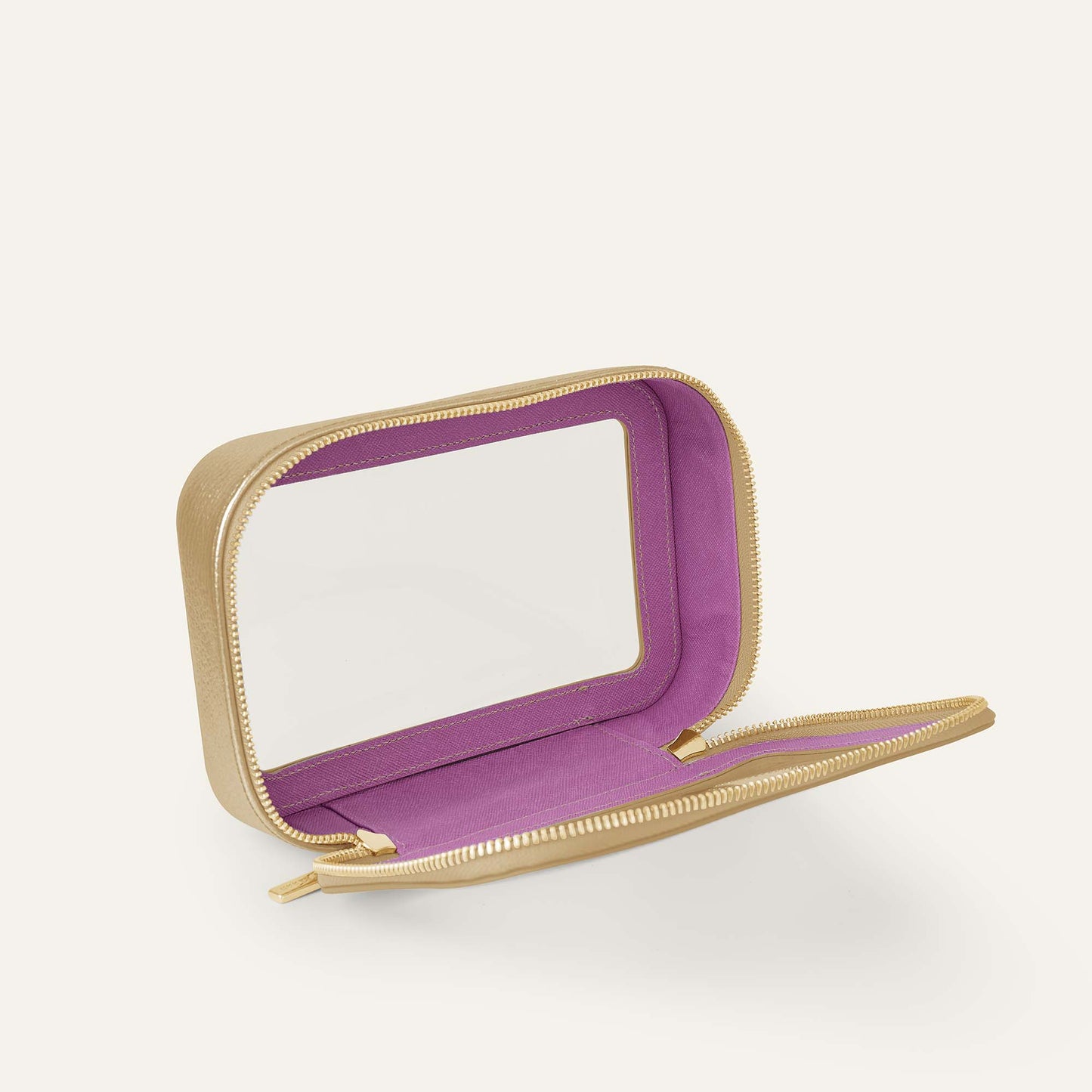 Ava Cosmetics Bag | Shimmer Metallic Gold with Gold hardware