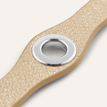 Shimmer Metallic Gold Sarah Haran Deco Strip Mini with Silver hardware Detail M19 S