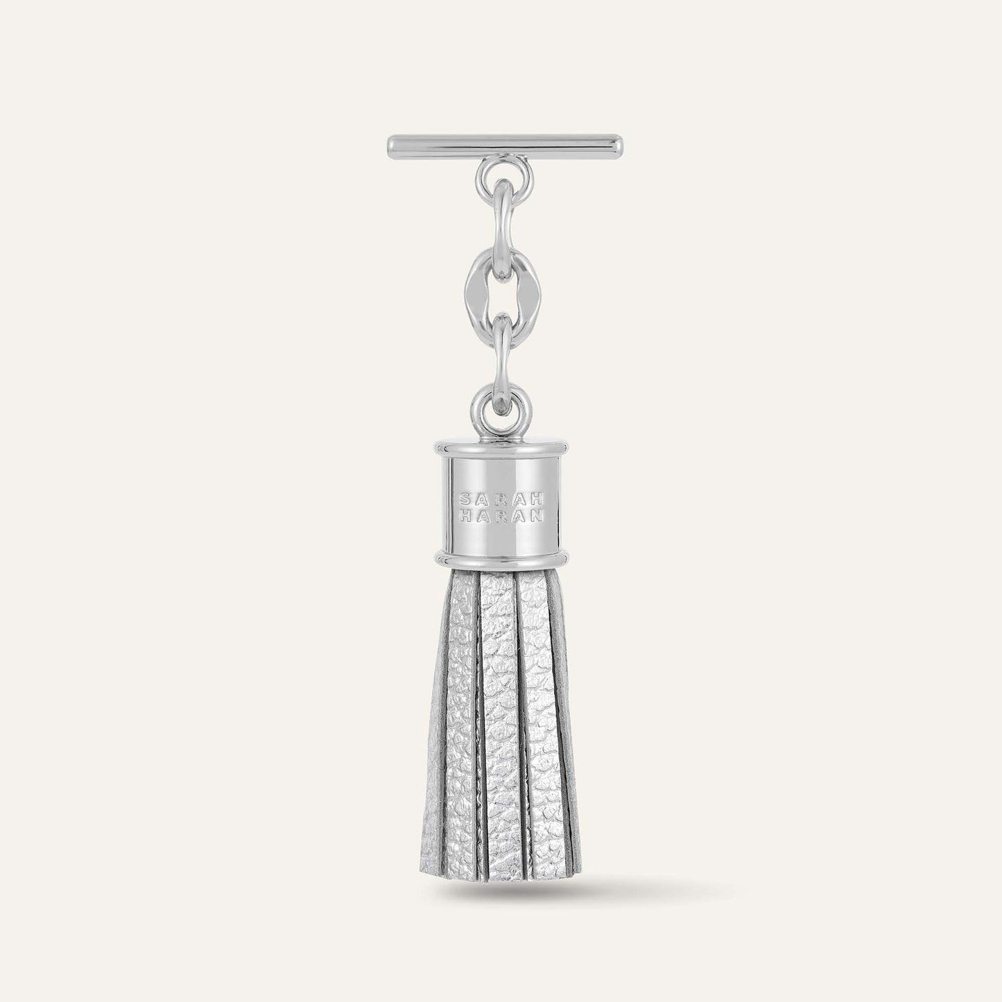 Capsule Tassel Mini | Shimmer Metallic Silver with Silver hardware