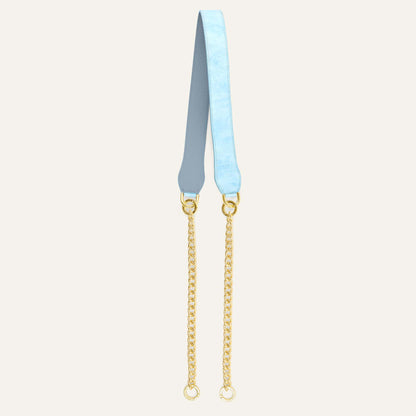 Gemini Strap | Sky Blue Patent Croc Duck Egg with Gold hardware