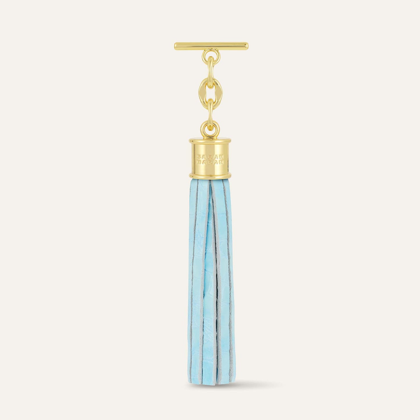 Capsule Tassel | Sky Blue Patent Croc with Gold hardware