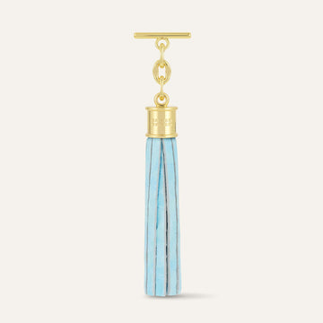 Capsule Tassel | Sky Blue Patent Croc with Gold hardware