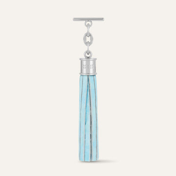 Capsule Tassel | Sky Blue Patent Croc with Silver hardware