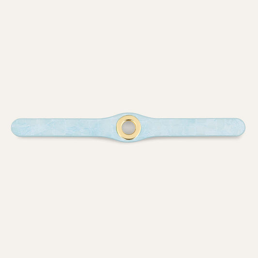 Deco Classic | Sky Blue Patent Croc with Gold hardware
