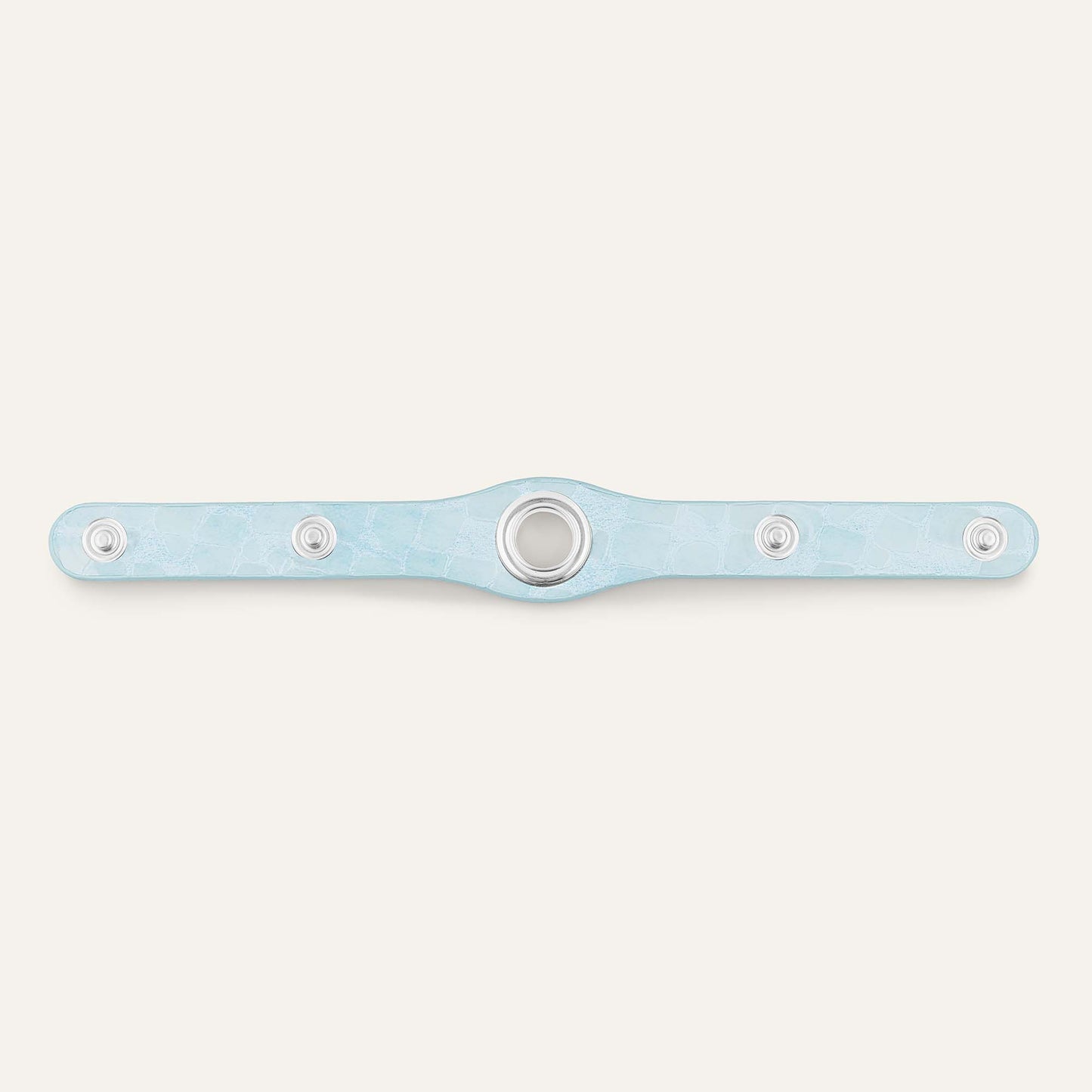 Deco Stud | Sky Blue Patent Croc with Silver hardware