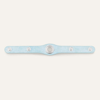Deco Stud | Sky Blue Patent Croc with Silver hardware