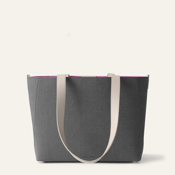 Storm Grey with Porcelain Complimentary Bag Q1 Reservation: Sarah Tote with Silver hardware back | A11-S