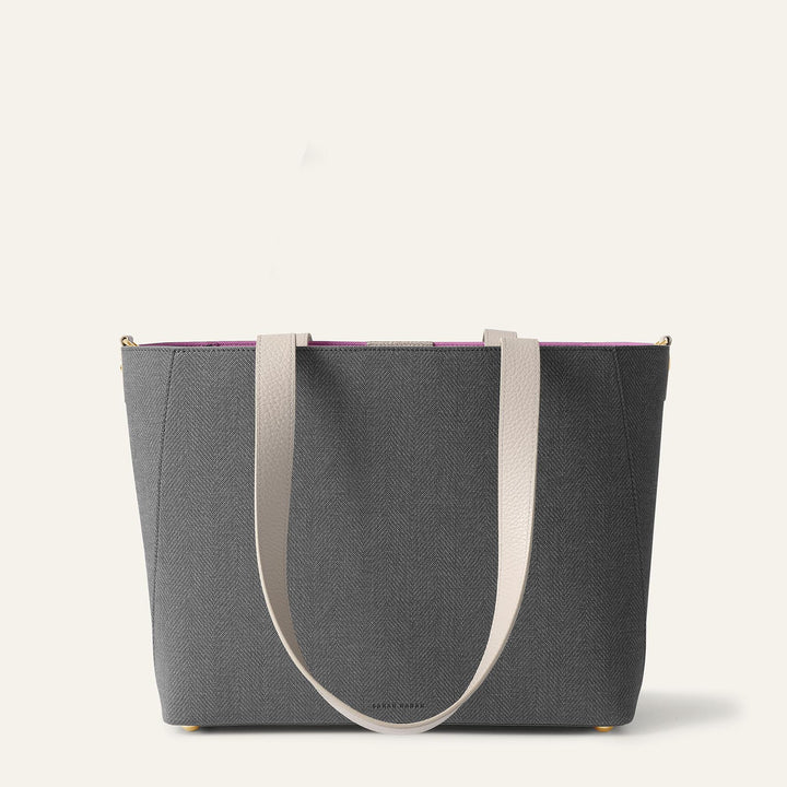 Storm Grey with Porcelain Complimentary Bag Q1 Reservation: Sarah Tote with Gold hardware back | A11-G