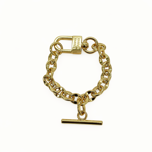 Padlock Chain T-Bar Bracelet | T-Bar with Gold hardware