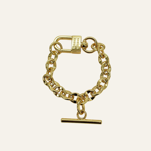 Padlock Chain T-Bar Bracelet | T-Bar with Gold hardware