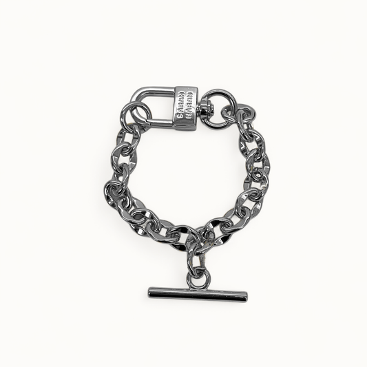 Padlock Chain T-Bar Bracelet | T-Bar with Silver hardware