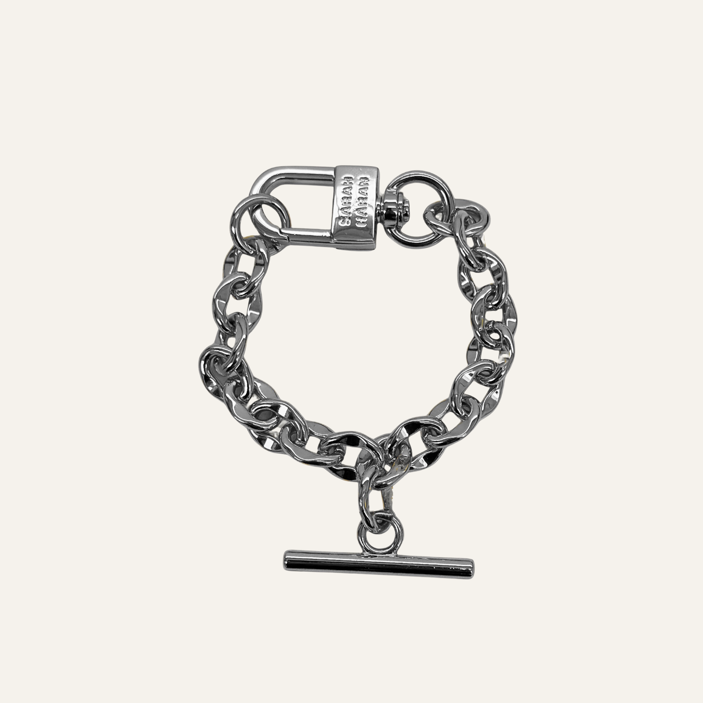 Padlock Chain T-Bar Bracelet | T-Bar with Silver hardware