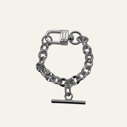 Padlock Chain T-Bar Bracelet | T-Bar with Silver hardware