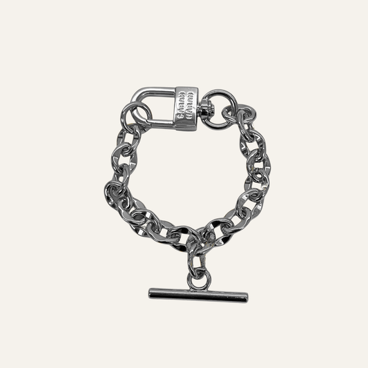 Padlock Chain T-Bar Bracelet | T-Bar with Silver hardware