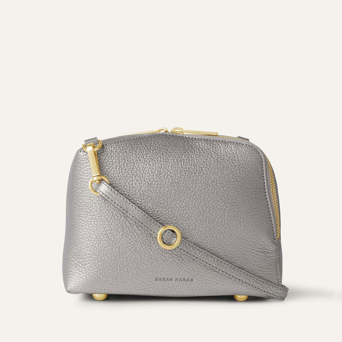 Lesley | Metallic Titanium with Gold hardware