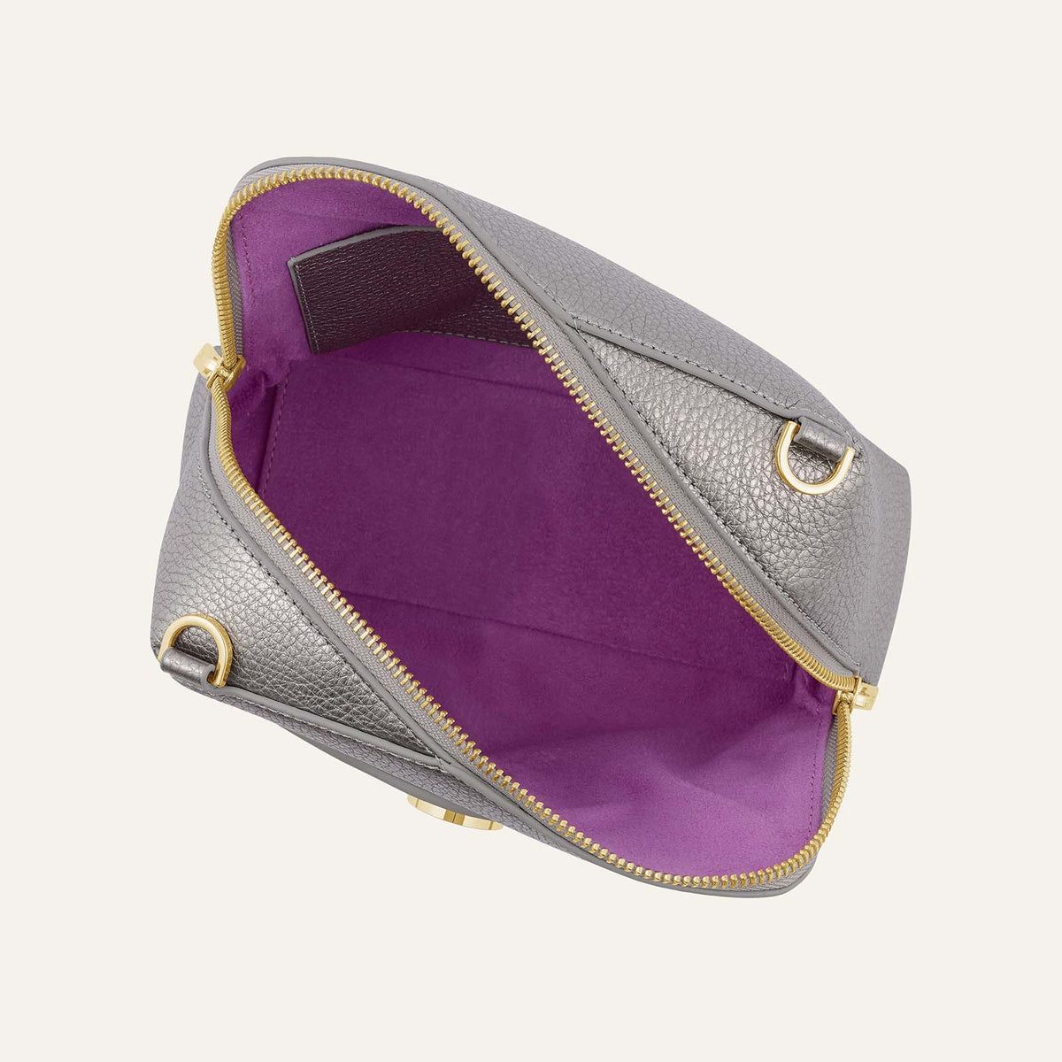 Lesley | Metallic Titanium with Gold hardware