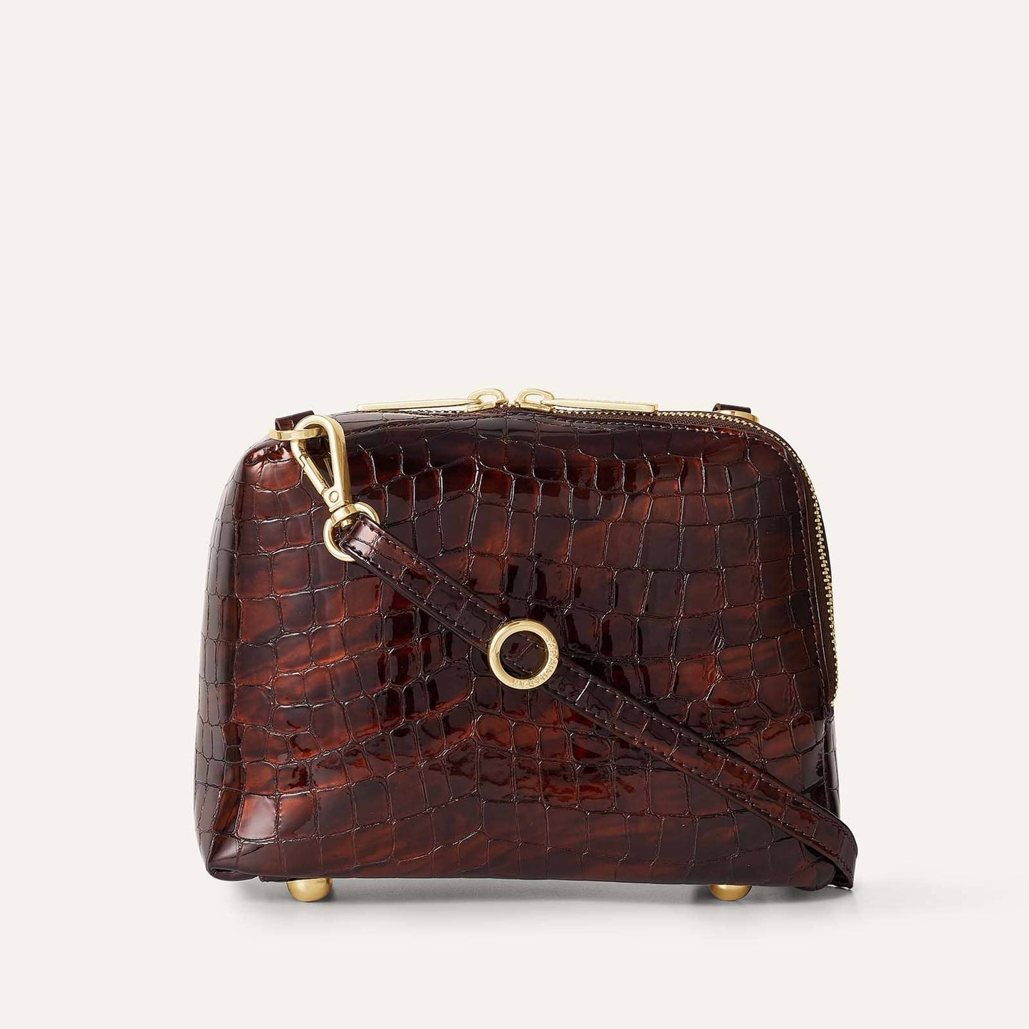 Lesley | Tortoiseshell Patent Croc with Gold hardware