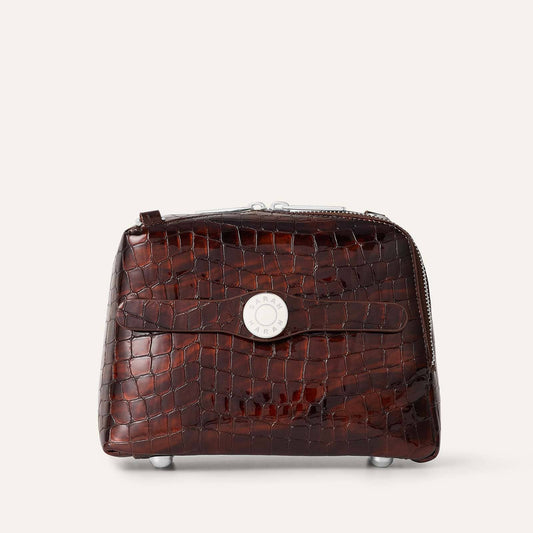 Lesley | Tortoiseshell Patent Croc with Silver hardware