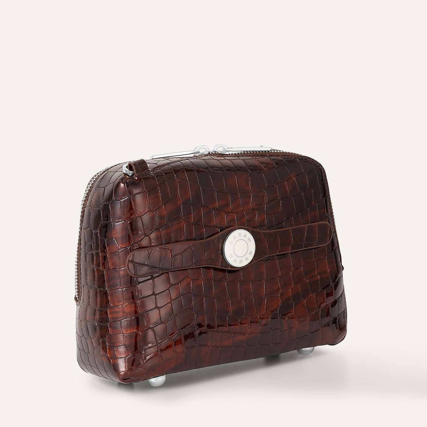 Lesley | Tortoiseshell Patent Croc with Silver hardware