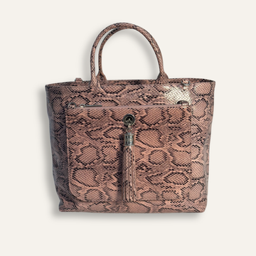 Preloved Dahlia Tote | Pink Python with Silver hardware