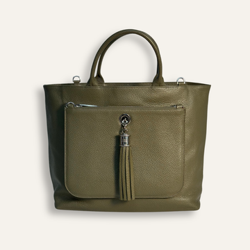 Dahlia Tote Preloved | Olive with Silver hardware