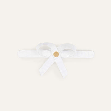 Petite Bow Mini | White Patent Croc with Gold hardware
