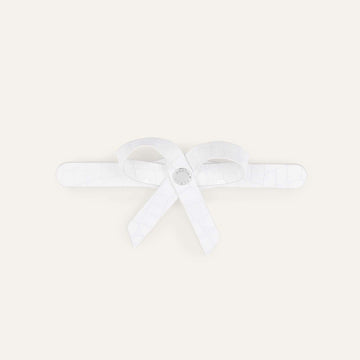 Petite Bow Mini | White Patent Croc with Silver hardware