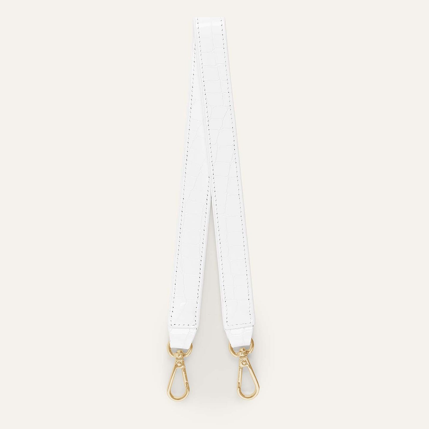 Grabette Handle | White Patent Croc with Gold hardware