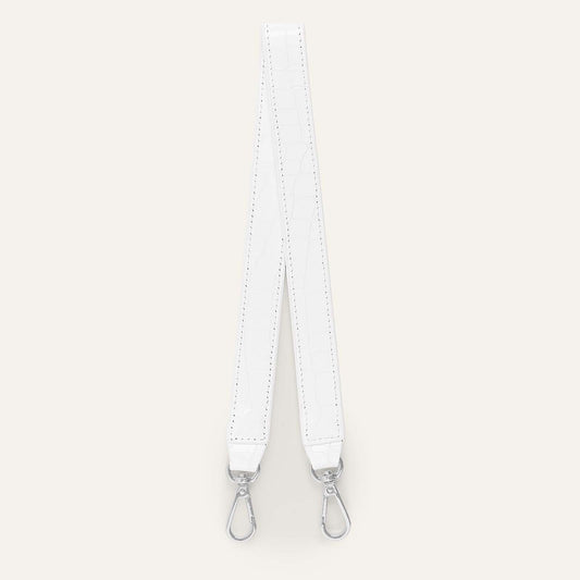 Grabette Handle | White Patent Croc with Silver hardware