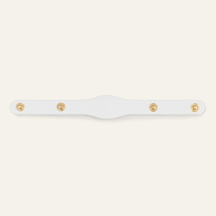 White Sarah Haran Deco Strip Logo Pop of Colour Stud with Gold hardware back | W01-G