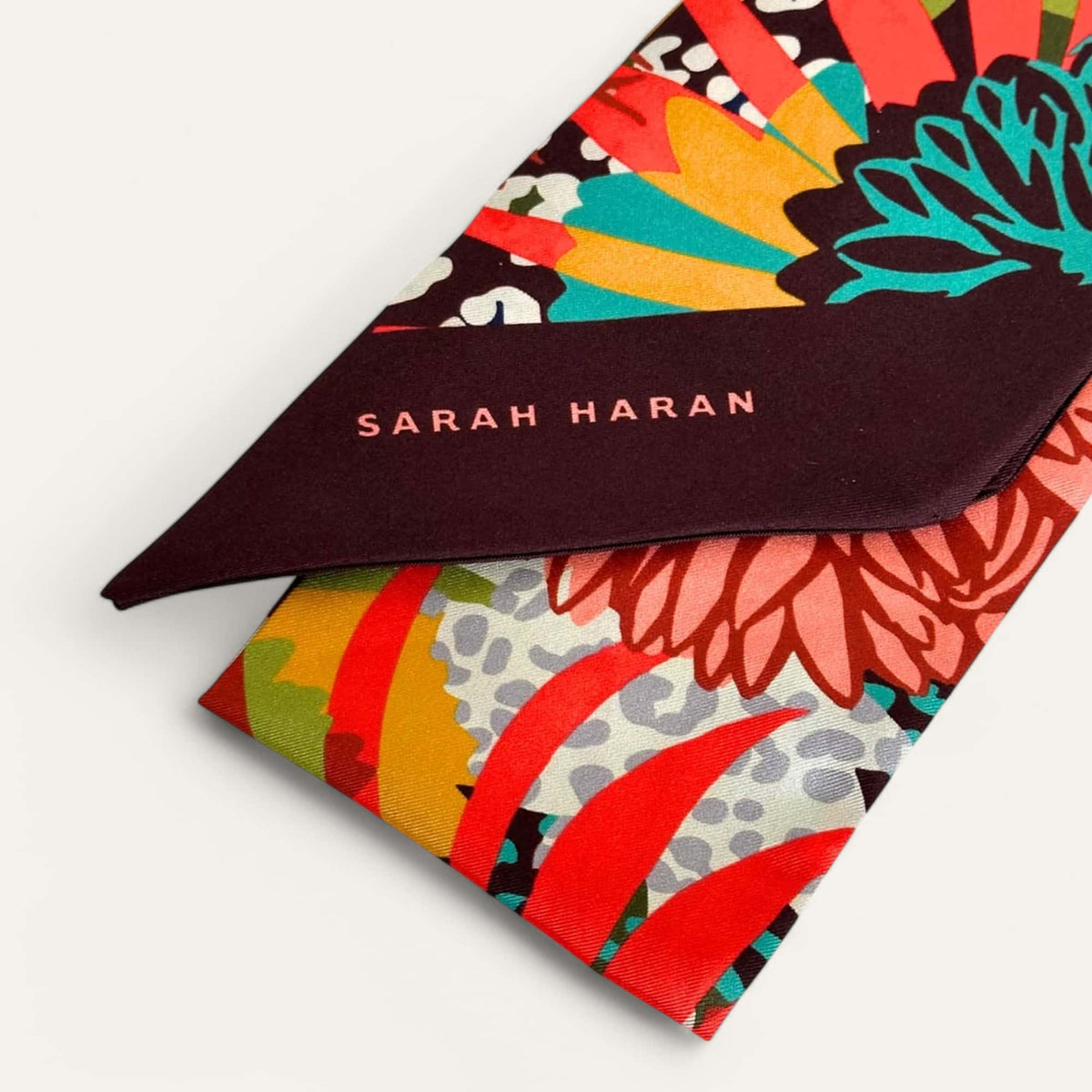 Autumn Floral Sarah Haran Silk Scarf Close closeup