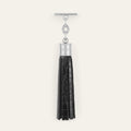 Capsule Tassel | Black Patent Croc with Silver hardware