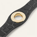 Deco Stud | Black Patent Croc with Gold hardware