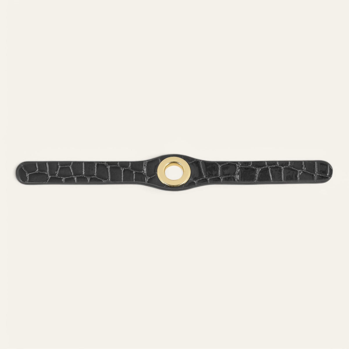 Black Patent Croc Sarah Haran Deco Stud with Gold hardware front