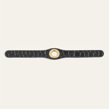 Black Patent Croc Sarah Haran Deco Stud with Gold hardware front