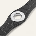 Deco Stud | Black Patent Croc with Silver hardware